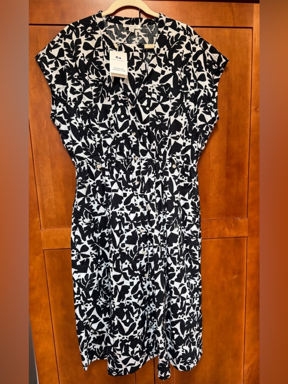 Free Assembly Black & White Floral Dress with tie belt.